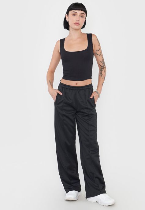 Pantalón Mujer Banda Lateral Negro Corona-3