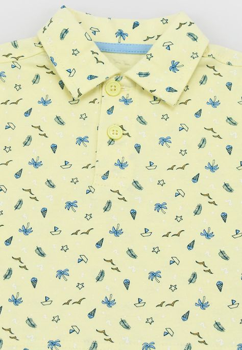 Polera Bebe Niño Cuello Botones Amarillo Corona-2