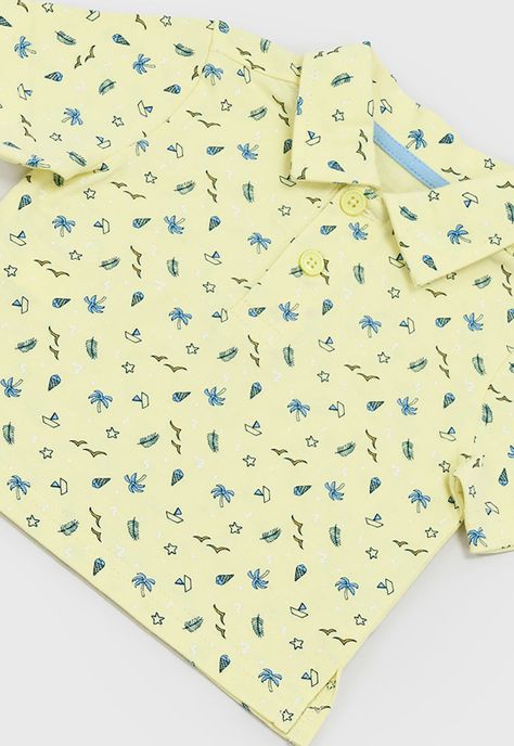 Polera Bebe Niño Cuello Botones Amarillo Corona-3