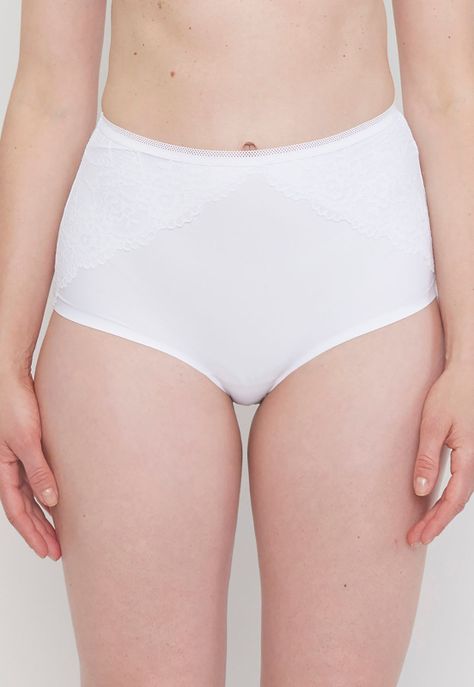 Calzón Mujer Alto Microfibra Laser Cut Blanco Corona-1