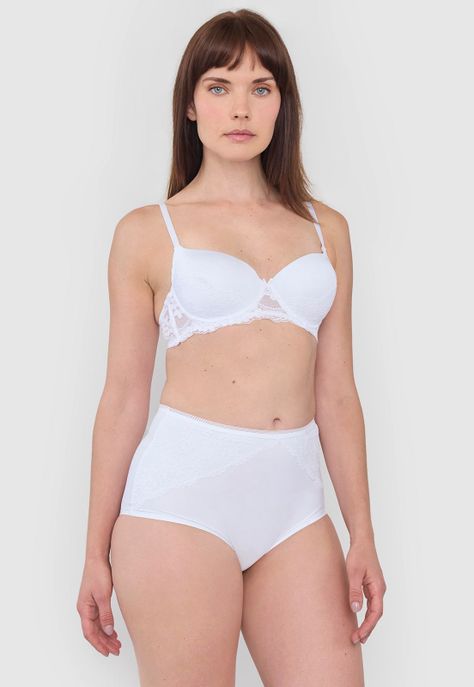 Calzón Mujer Alto Microfibra Laser Cut Blanco Corona-0