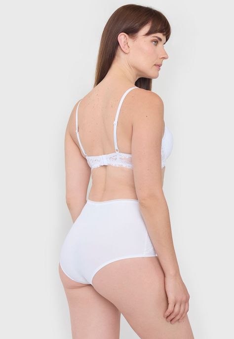 Calzón Mujer Alto Microfibra Laser Cut Blanco Corona-2