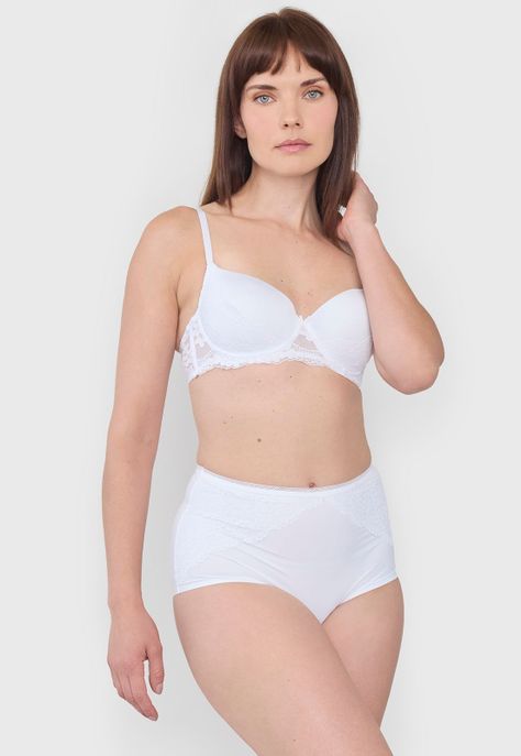 Calzón Mujer Alto Microfibra Laser Cut Blanco Corona-3