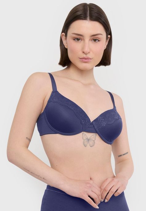 Sostén Mujer Bipack Liso Copa C Azul Blanco Corona-2