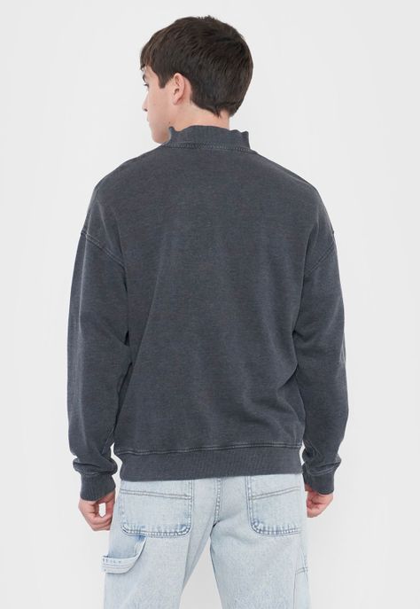 Polerón Hombre Half-Zipper Urbana Negro Corona-1