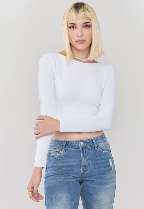 Polera Mujer Espalda Abierta Blanco Corona-0