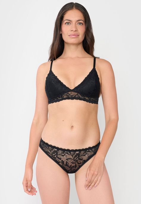 Calzón Mujer Bikini Encaje Negro Corona-0