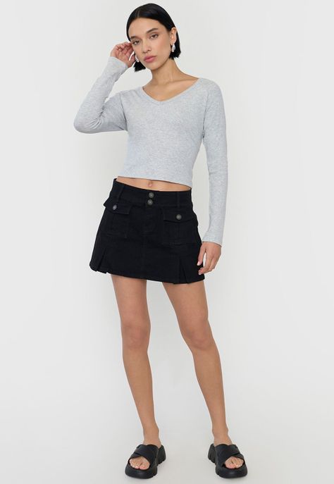 Polera Mujer M/L Cuello V Gris Melange Corona-3