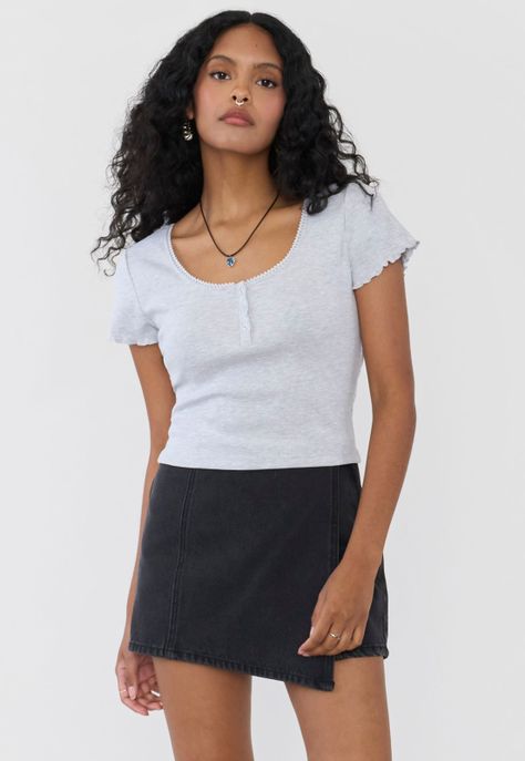 Polera Mujer Botones Gris Melange Corona-0
