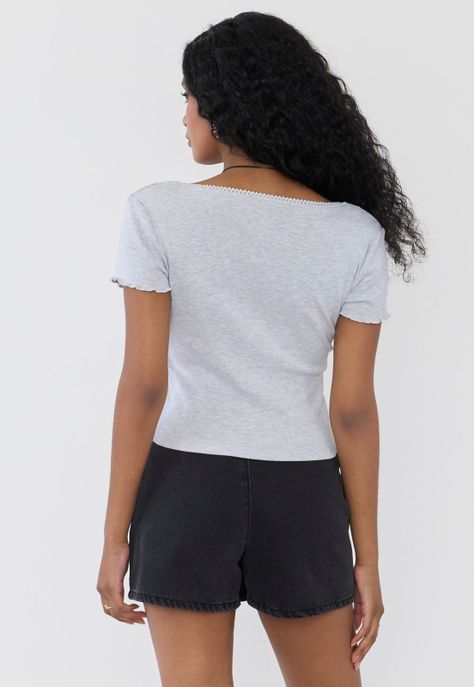 Polera Mujer Botones Gris Melange Corona-1