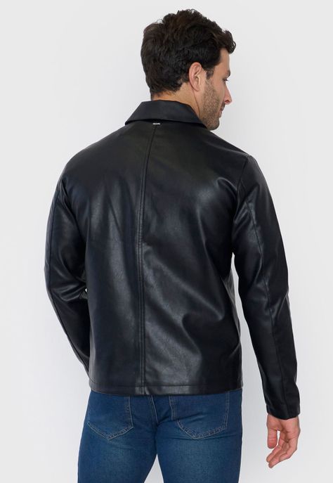 Casaca Hombre Ecocuero Camisera Negro Corona-1