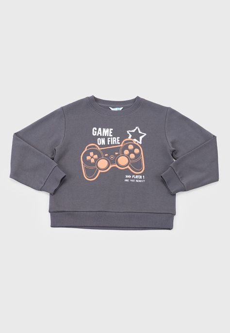 Poleron Niño Kids Pullover Gris Corona-0