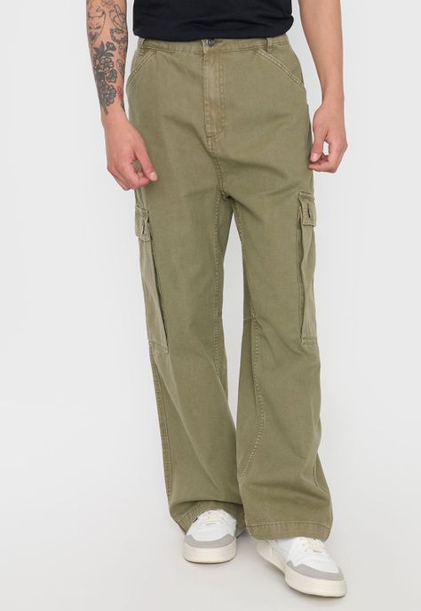 Pantalón Hombre Parachute Verde Corona-1