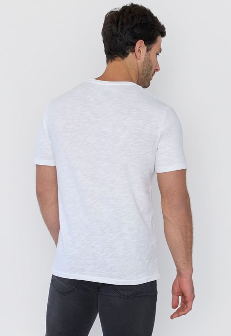 Polera Hombre Slub Bolsillo Blanco Corona-1