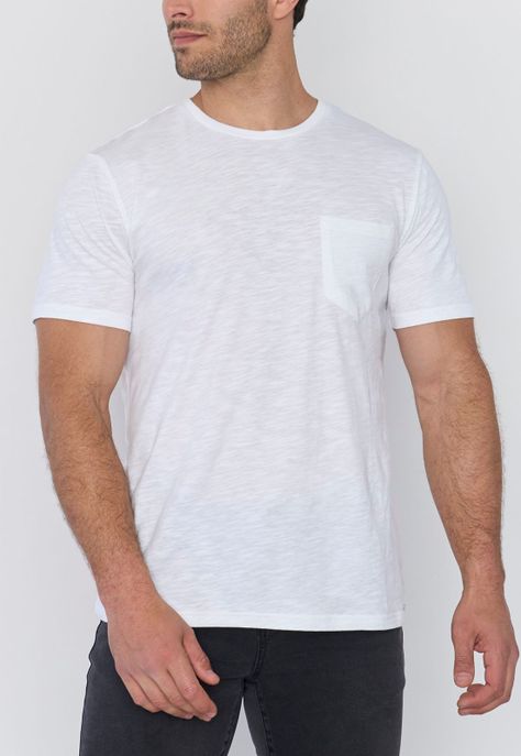 Polera Hombre Slub Bolsillo Blanco Corona-2