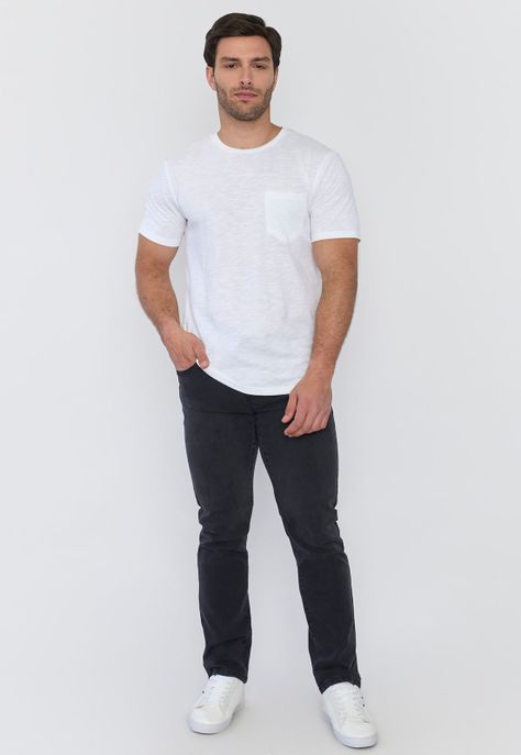Polera Hombre Slub Bolsillo Blanco Corona-3