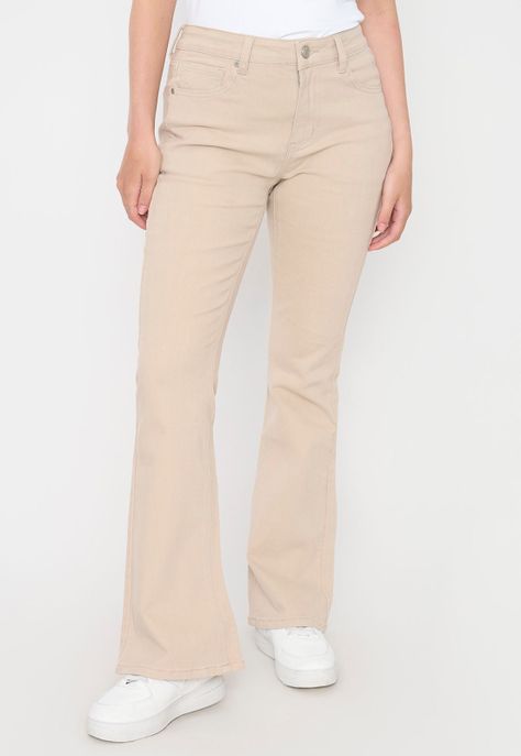 Jeans Mujer Flare Fit Beige Corona-1