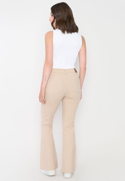 Jeans Mujer Flare Fit Beige Corona-2