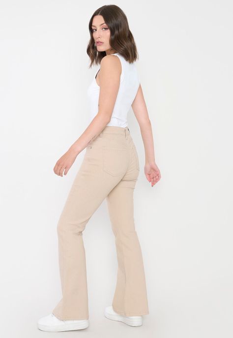 Jeans Mujer Flare Fit Beige Corona-3