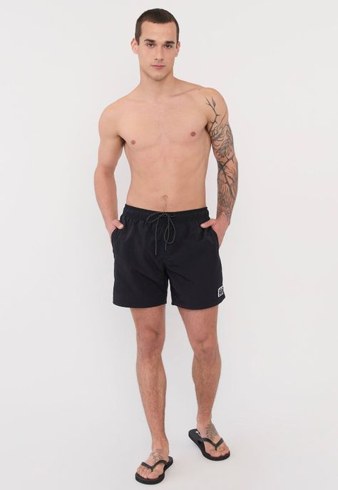Traje de Baño Hombre Liso Negro Corona-0