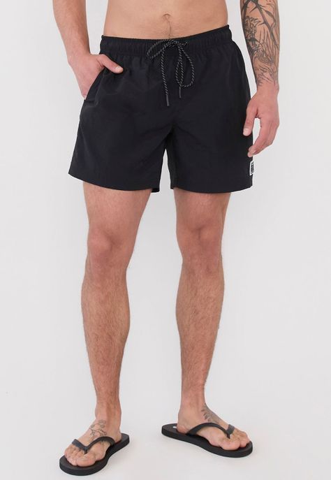 Traje de Baño Hombre Liso Negro Corona-1