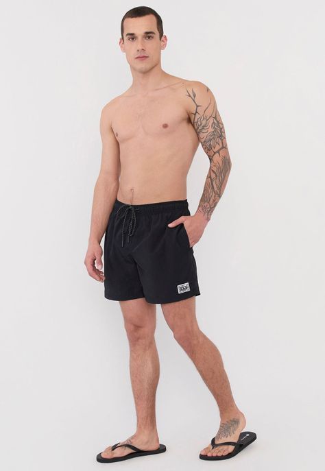 Traje de Baño Hombre Liso Negro Corona-3