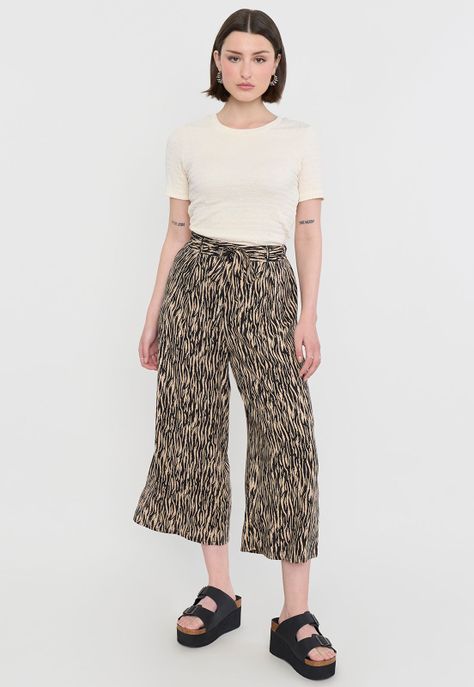 Pantalón Mujer Cullote Viscosa Print Camel Corona-0