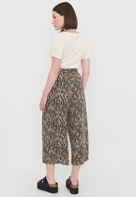 Pantalón Mujer Cullote Viscosa Print Camel Corona-2