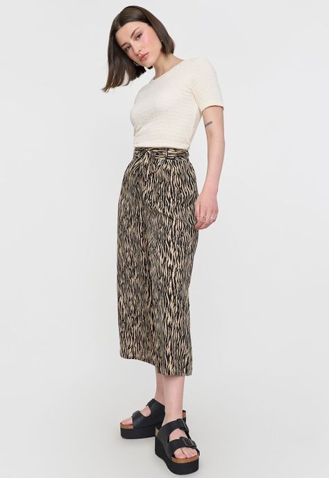 Pantalón Mujer Cullote Viscosa Print Camel Corona-3