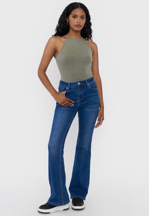 Jeans Mujer Flare Fit Azul Oscuro Corona-0