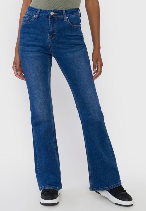 Jeans Mujer Flare Fit Azul Oscuro Corona-1