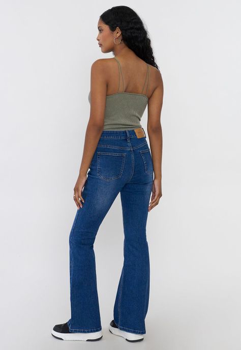 Jeans Mujer Flare Fit Azul Oscuro Corona-2