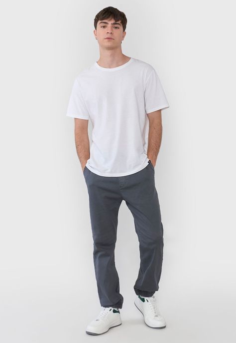 Pantalón Hombre Jogger Twill Gris Corona-0