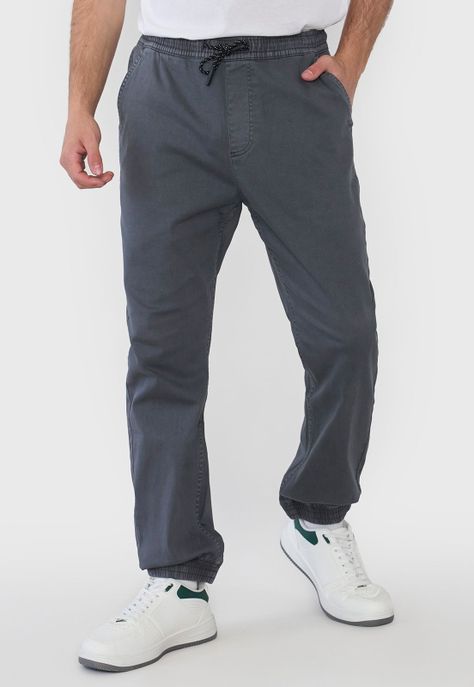 Pantalón Hombre Jogger Twill Gris Corona-1