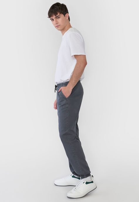Pantalón Hombre Jogger Twill Gris Corona-3