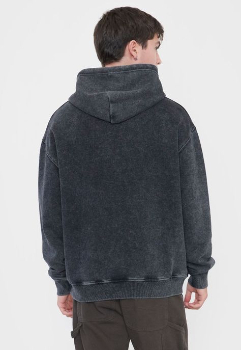Polerón Hombre Acid Wash Bordado Negro Corona-1