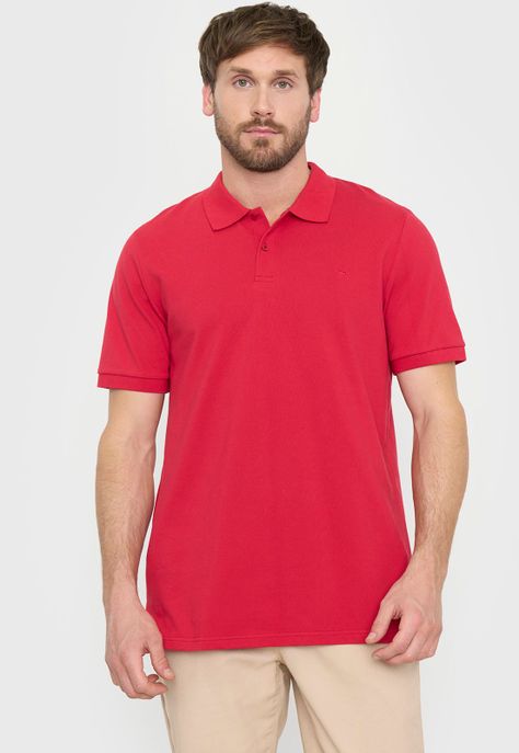 Polera Hombre Lisa Piqué Rojo M/C Corona-0