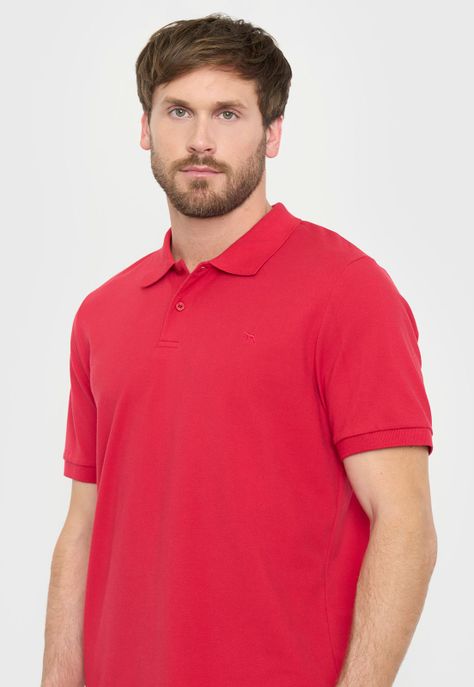 Polera Hombre Lisa Piqué Rojo M/C Corona-2