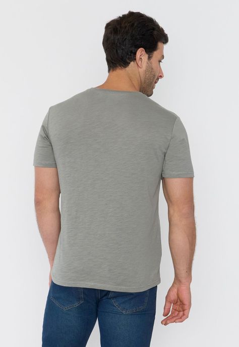 Polera Hombre Henley Slub Verde Corona-1