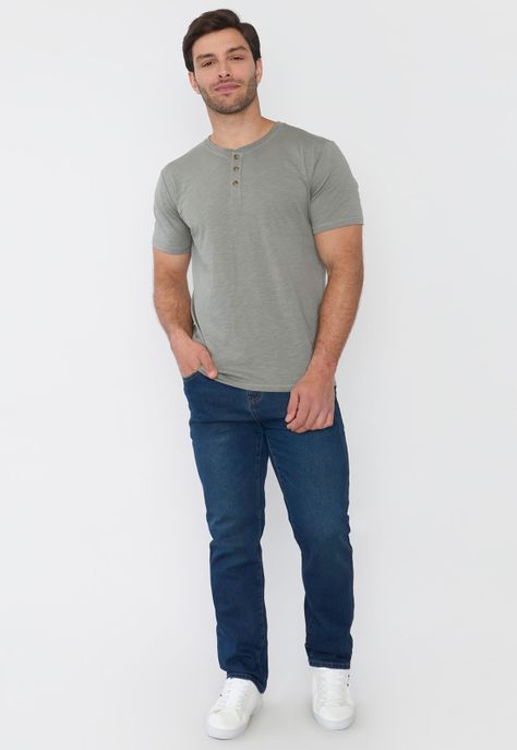 Polera Hombre Henley Slub Verde Corona-3