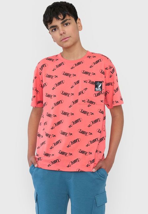 Polera Niño Teen MC Full Bolsillo Coral Corona-0