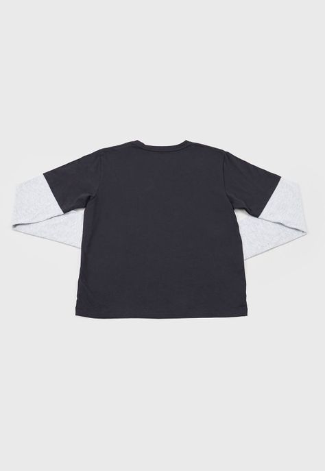 Polera Niño Teen Doble Manga Negro Corona-1