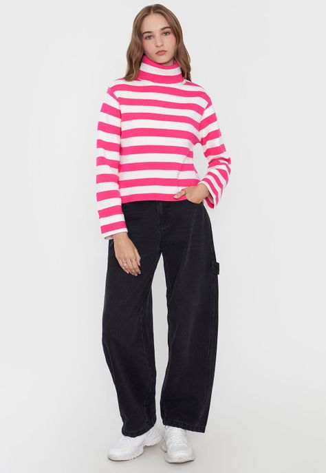 Sweater Mujer Cuello Tortuga Fucsia Corona-3