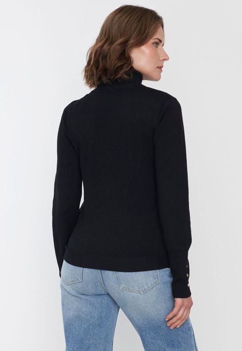 Sweater Mujer Cuello Alto Color Negro Corona-1