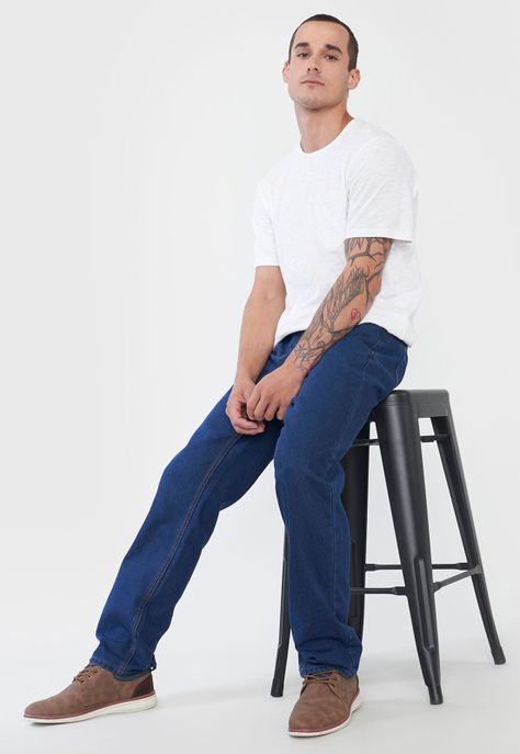 Jeans Hombre Regular Color Azul Oscuro Corona-0