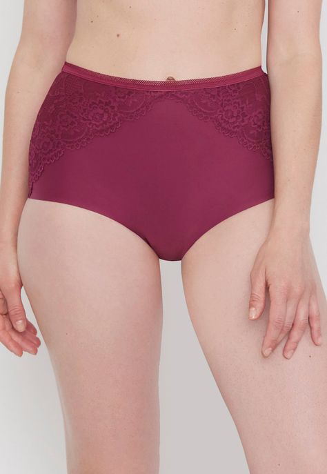 Calzón Mujer Alto Microfibra Laser Cut Burdeo Corona-1