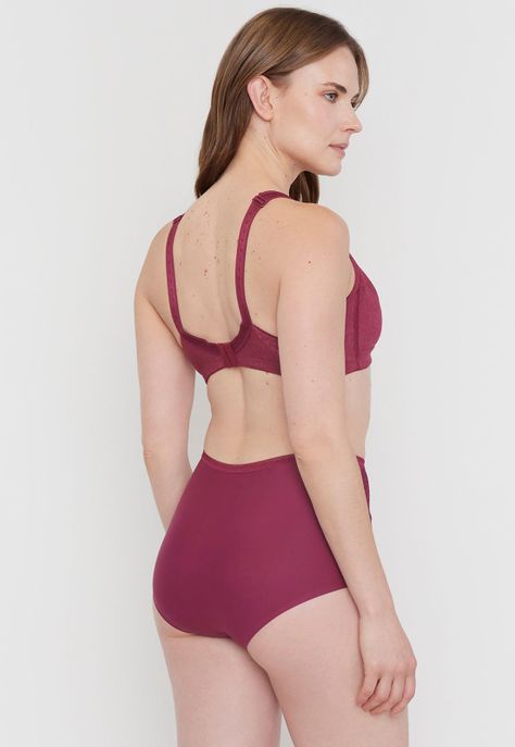 Calzón Mujer Alto Microfibra Laser Cut Burdeo Corona-2