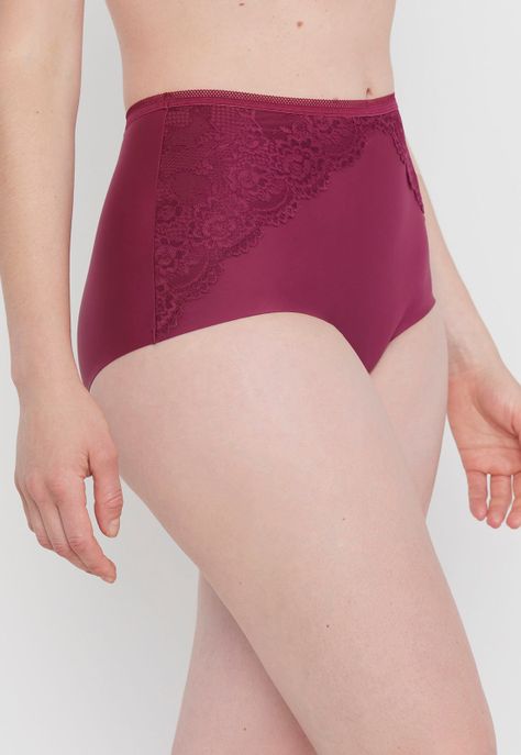 Calzón Mujer Alto Microfibra Laser Cut Burdeo Corona-3