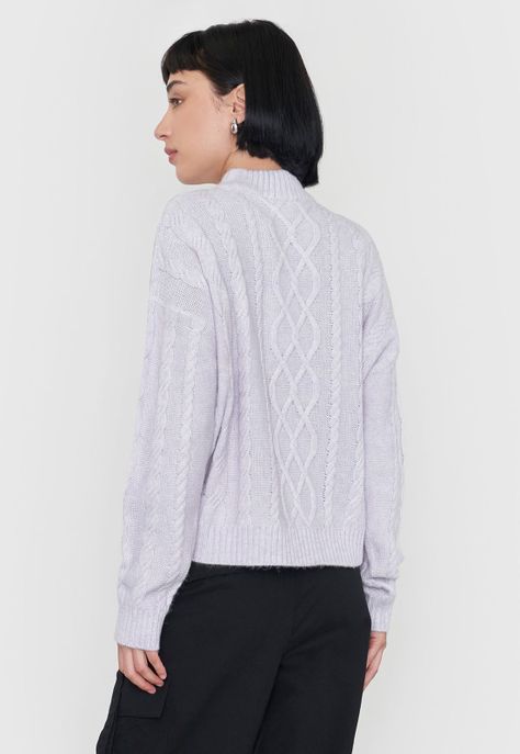 Sweater Mujer Cuello Moc Trenza Lila Corona-1