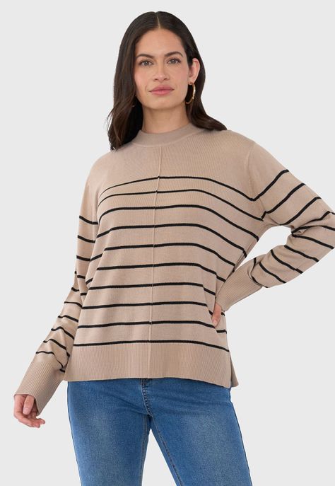 Sweater Mujer Tachas Beige Corona-0